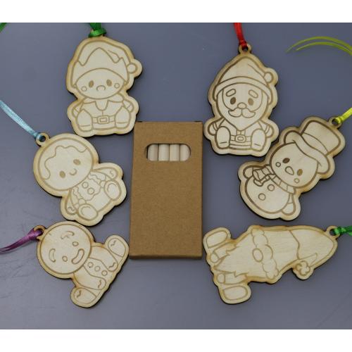 Сет от Коледни фигурки  за оцветяване + цветни моливи 6